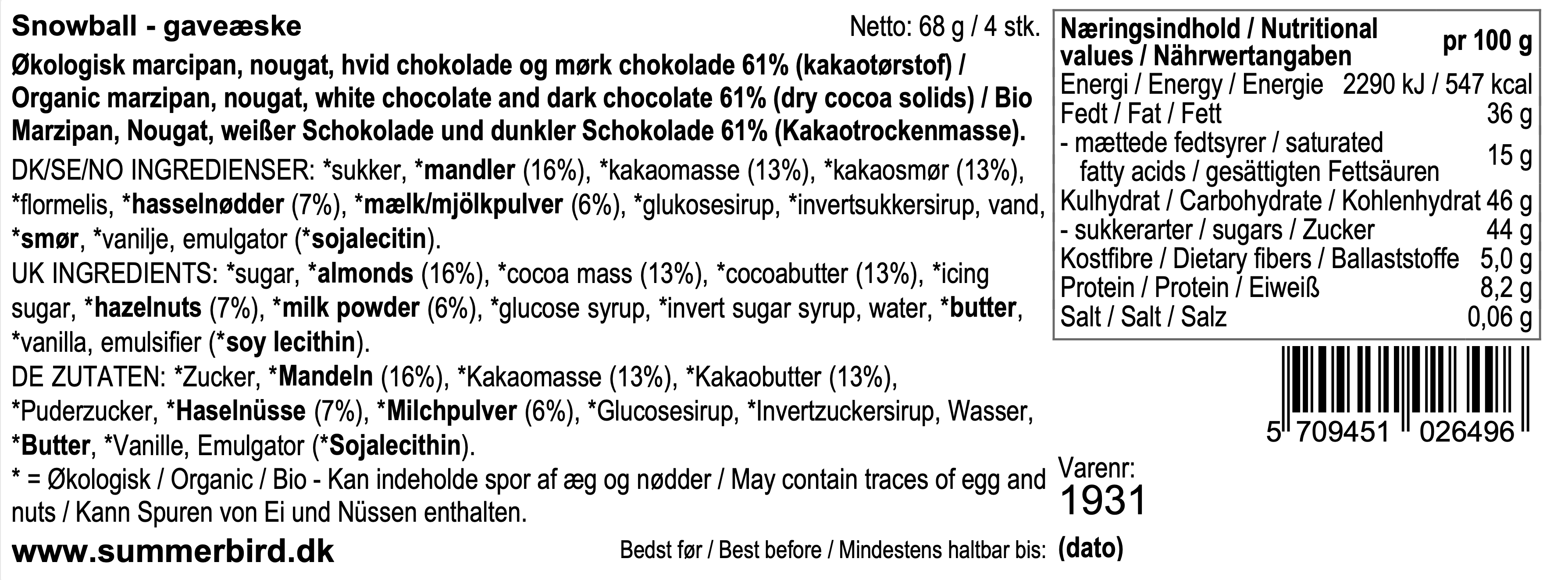 Se ingredienser - Snowball