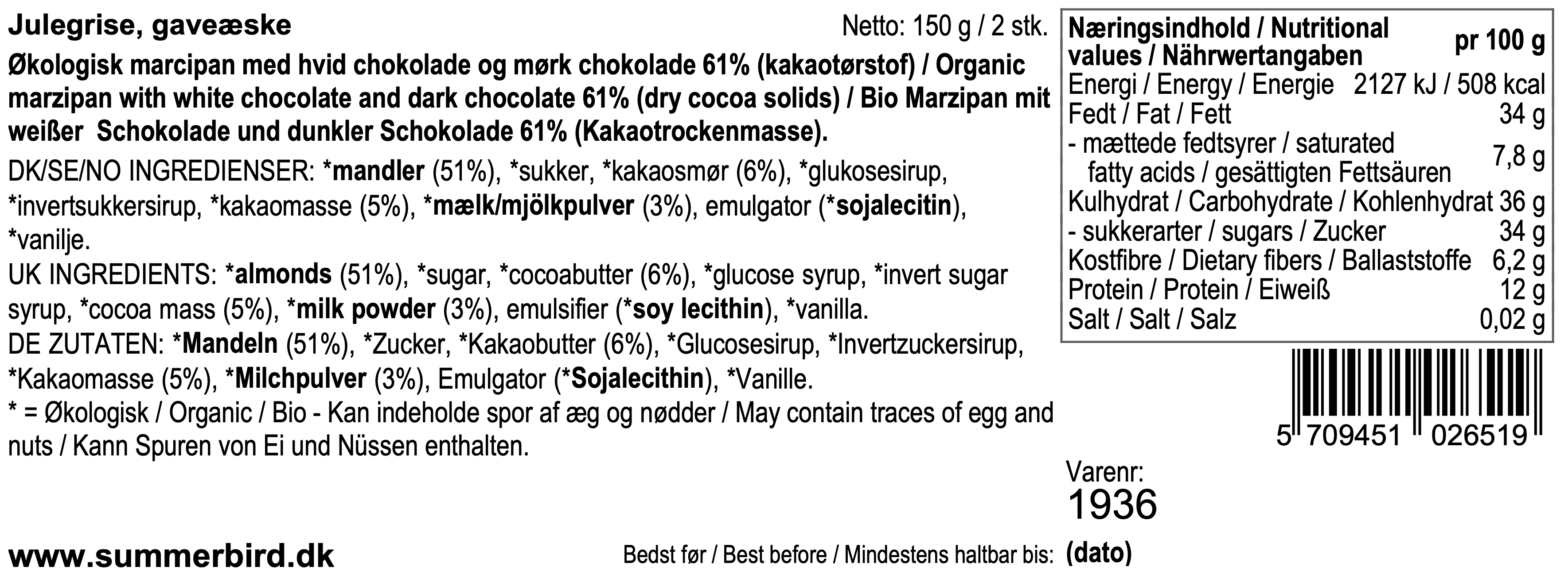 Se ingredienser - Julegrise - Gaveæske