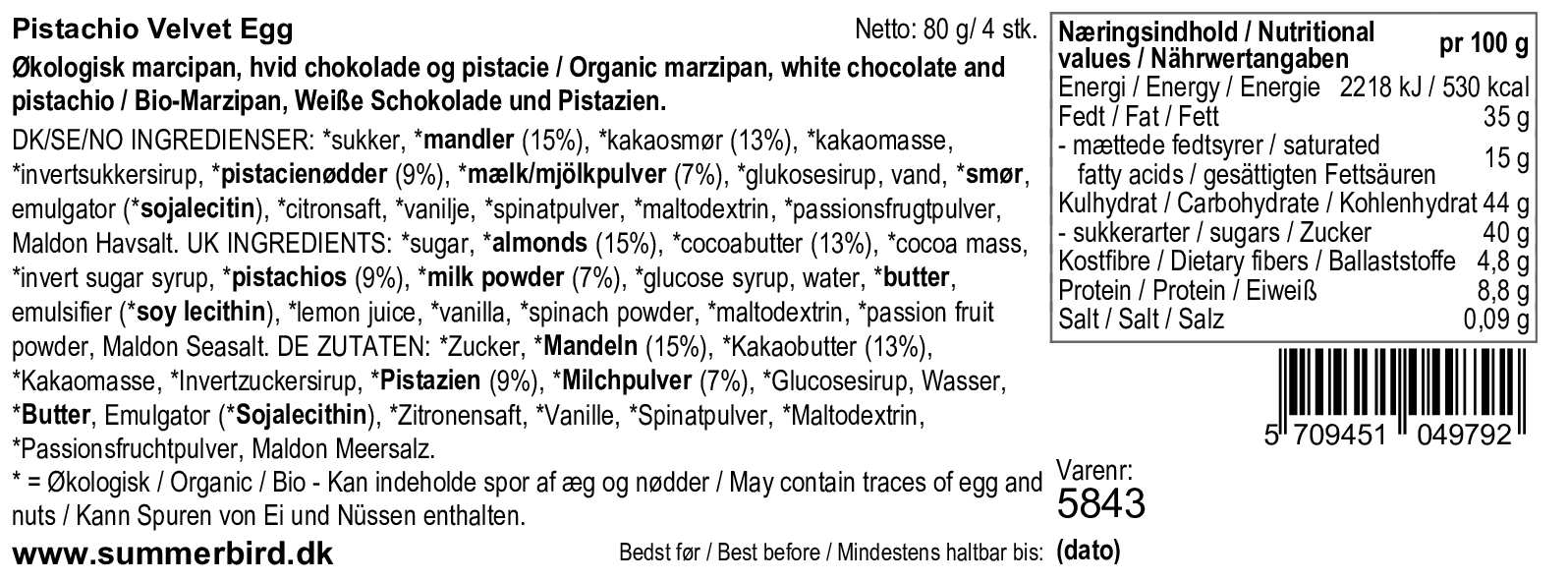 Se ingredienser - Pistachio Velvet Egg