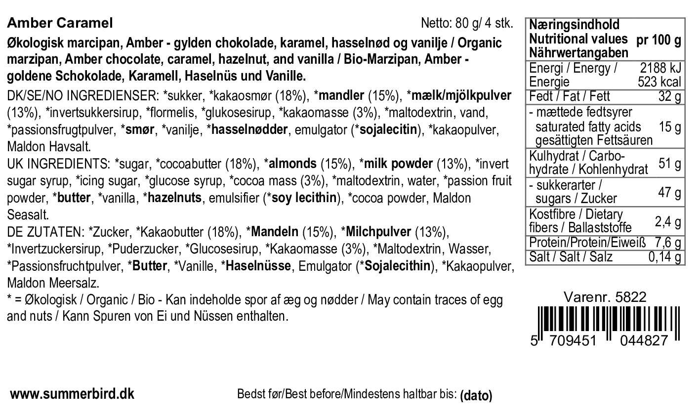 Se ingredienser - Amber Caramel