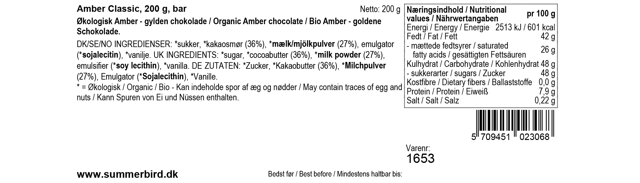 Se ingredienser - Amber Classic