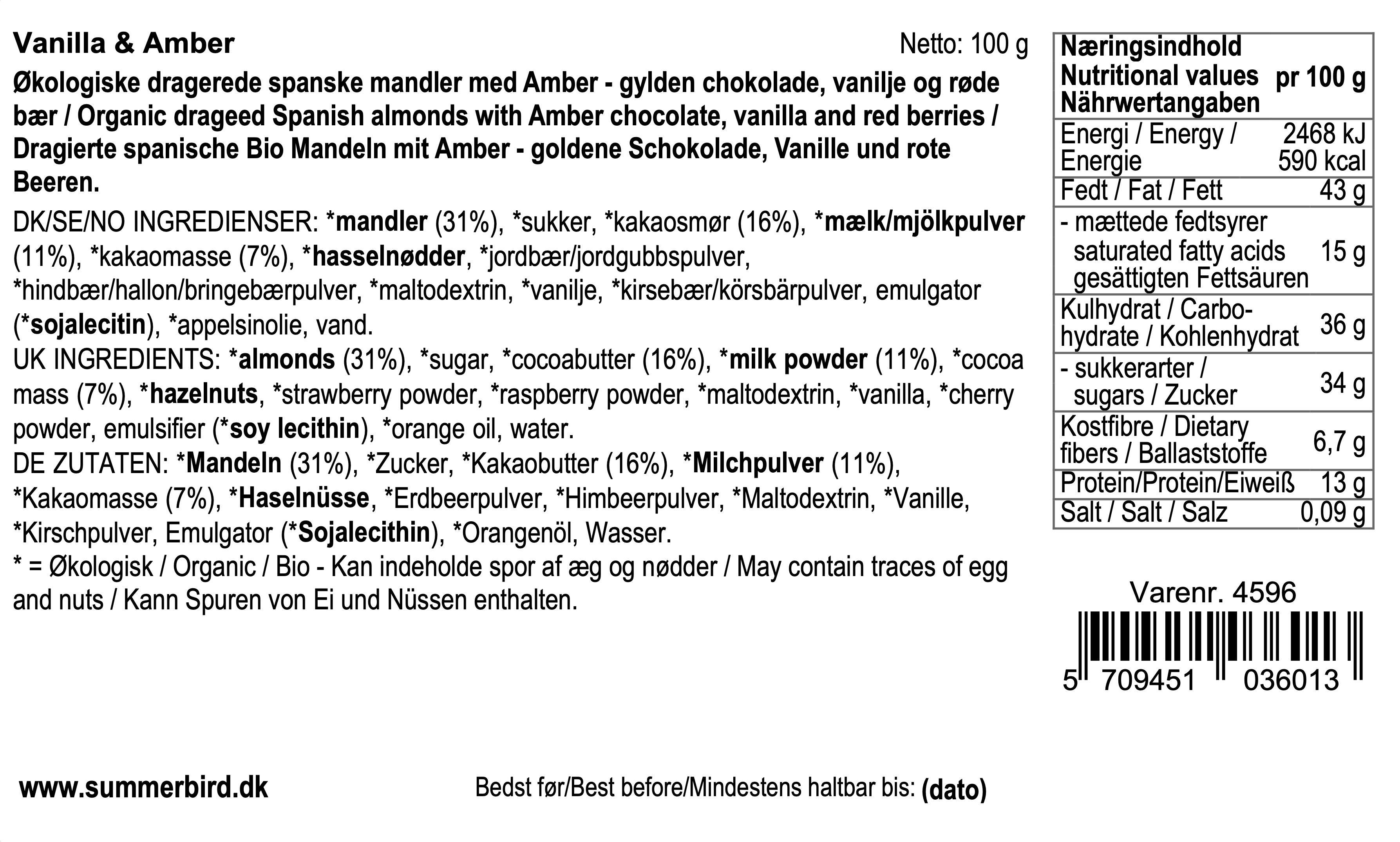 Se ingredienser - Vanilla & Amber