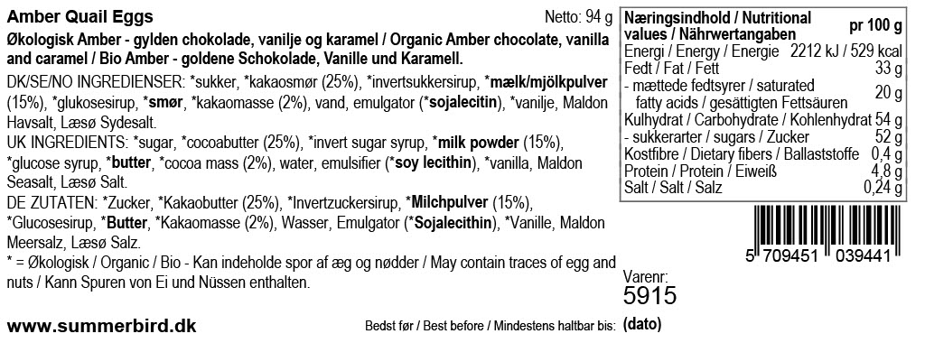 Se ingredienser - Amber Quail Eggs