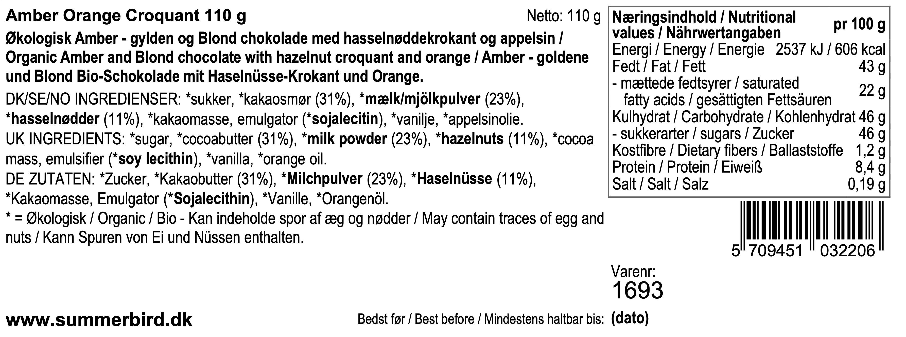 Se ingredienser - Amber Orange Croquant